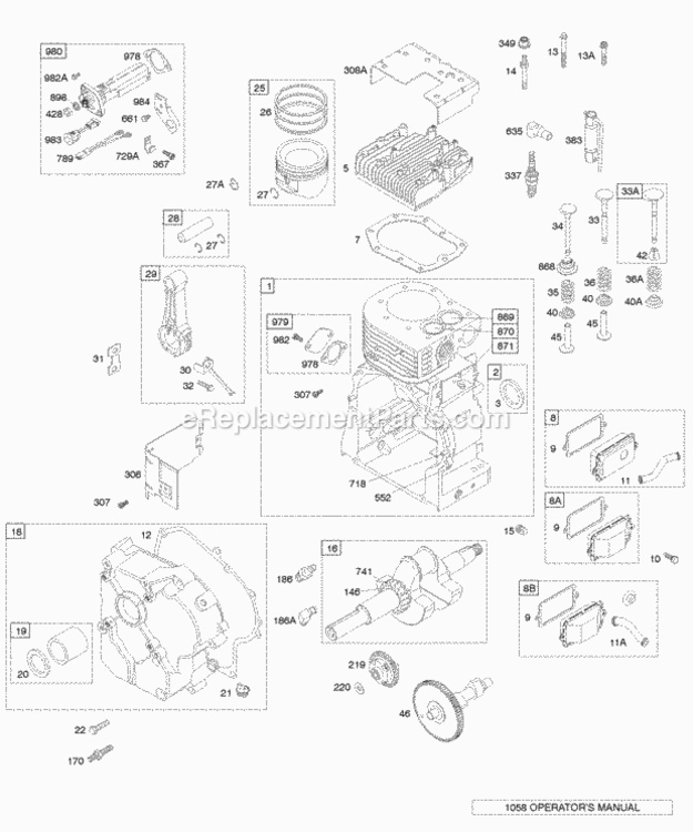 Page D Diagram and Parts List for 19E412-1134-E1  Briggs and Stratton Engine